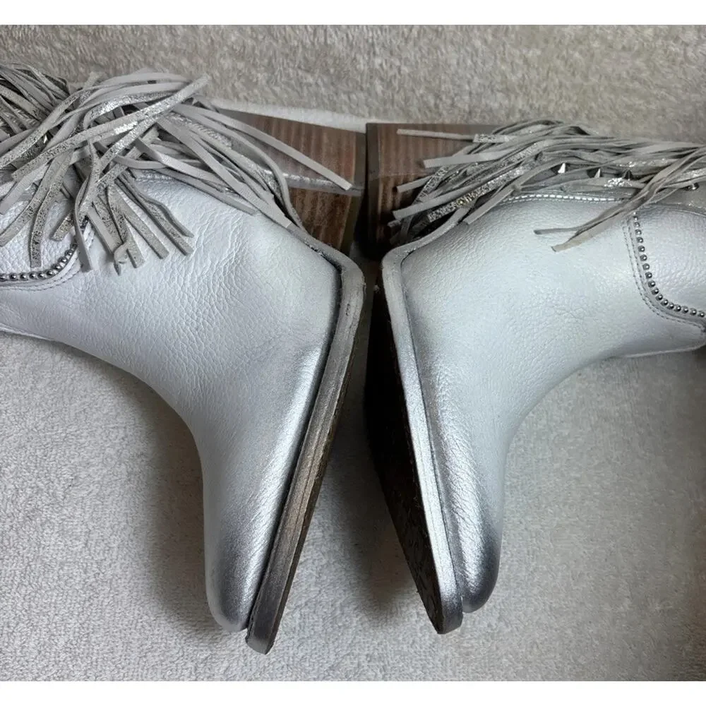 Cuadra Women's Tall Boot White Leather Side Zipper Size 6 M